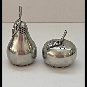 VTG Web Pewter Apple 1.5" and Pear 2.5" Salt & Pepper Shakers Cute!